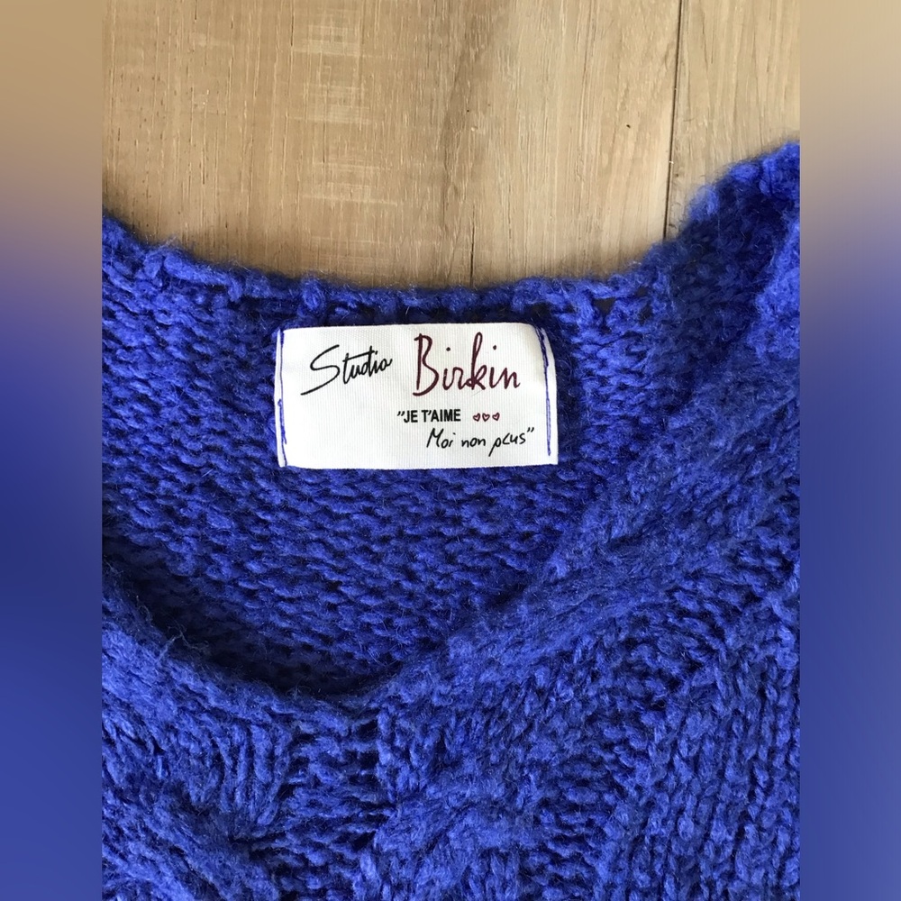 Vintage Made In Italy Studio Birkin Sweater Blue MOHAIR WOOL ACRYLIC - Picture 4 of 4